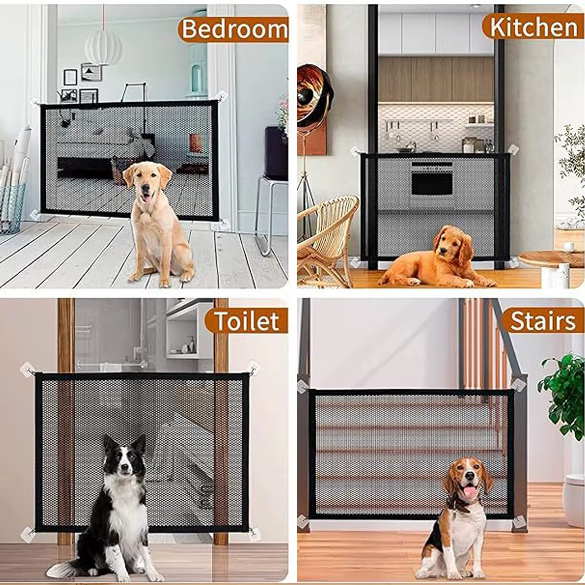 Retractable Pet Gate Dog Safety Fence No Drill Indoor Stair Barrier