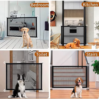Retractable Pet Gate Dog Safety Fence No Drill Indoor Stair Barrier