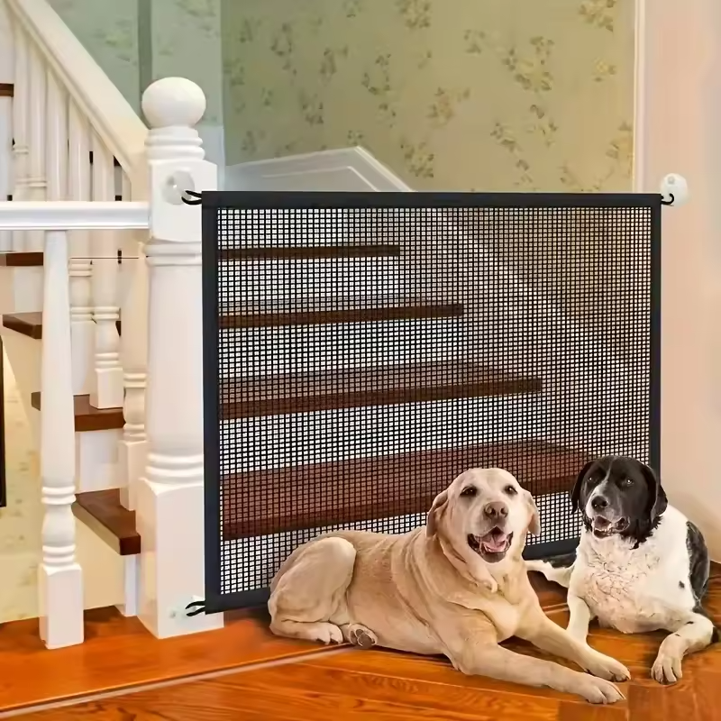 Retractable Pet Gate Dog Safety Fence No Drill Indoor Stair Barrier