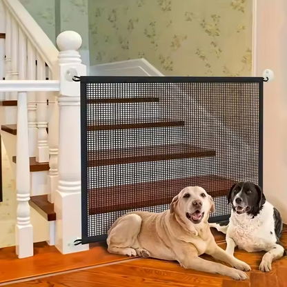 Retractable Pet Gate Dog Safety Fence No Drill Indoor Stair Barrier
