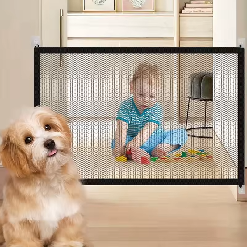 Retractable Pet Gate Dog Safety Fence No Drill Indoor Stair Barrier