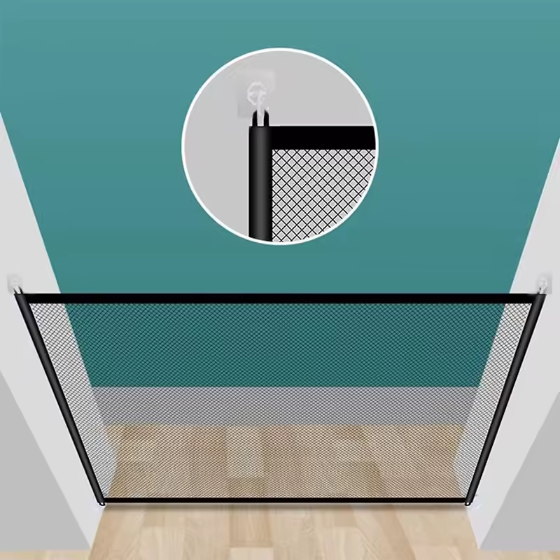 Retractable Pet Gate Dog Safety Fence No Drill Indoor Stair Barrier