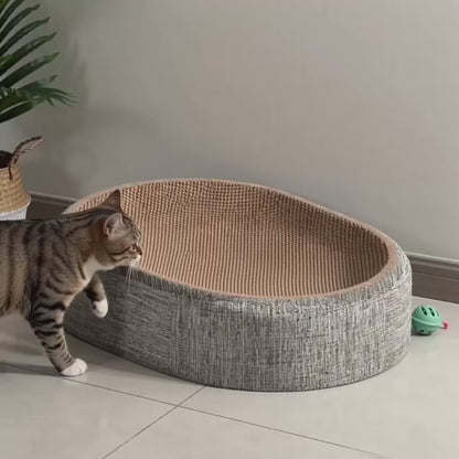 2in1 Cat Scratcher Bed Sisal Oval Cat Nest Claw Grinding Furniture Saver