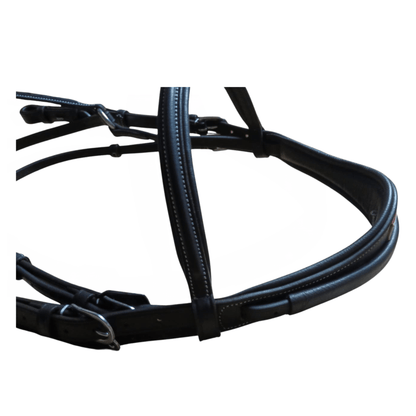 Black leather bridle on a white background